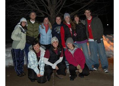 The Crew at nighttime snowhoe New Auburn 2009