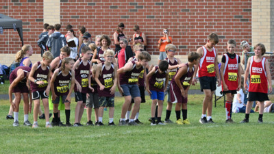 Cross country runners line up