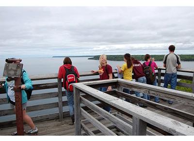Checking out the observation tower