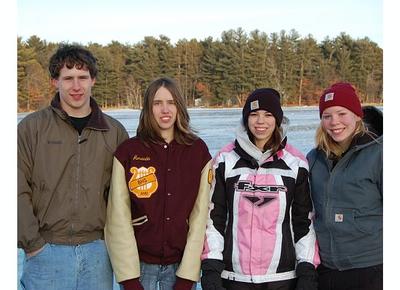 The Crew ice fishing on Prairie Lake
